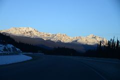 01A Mount Bell, Panorama Peak, Mount Temple Early Morning From Trans Canada Highway At Highway 93 Junction Driving Between Banff And Lake Louise in Winter.jpg